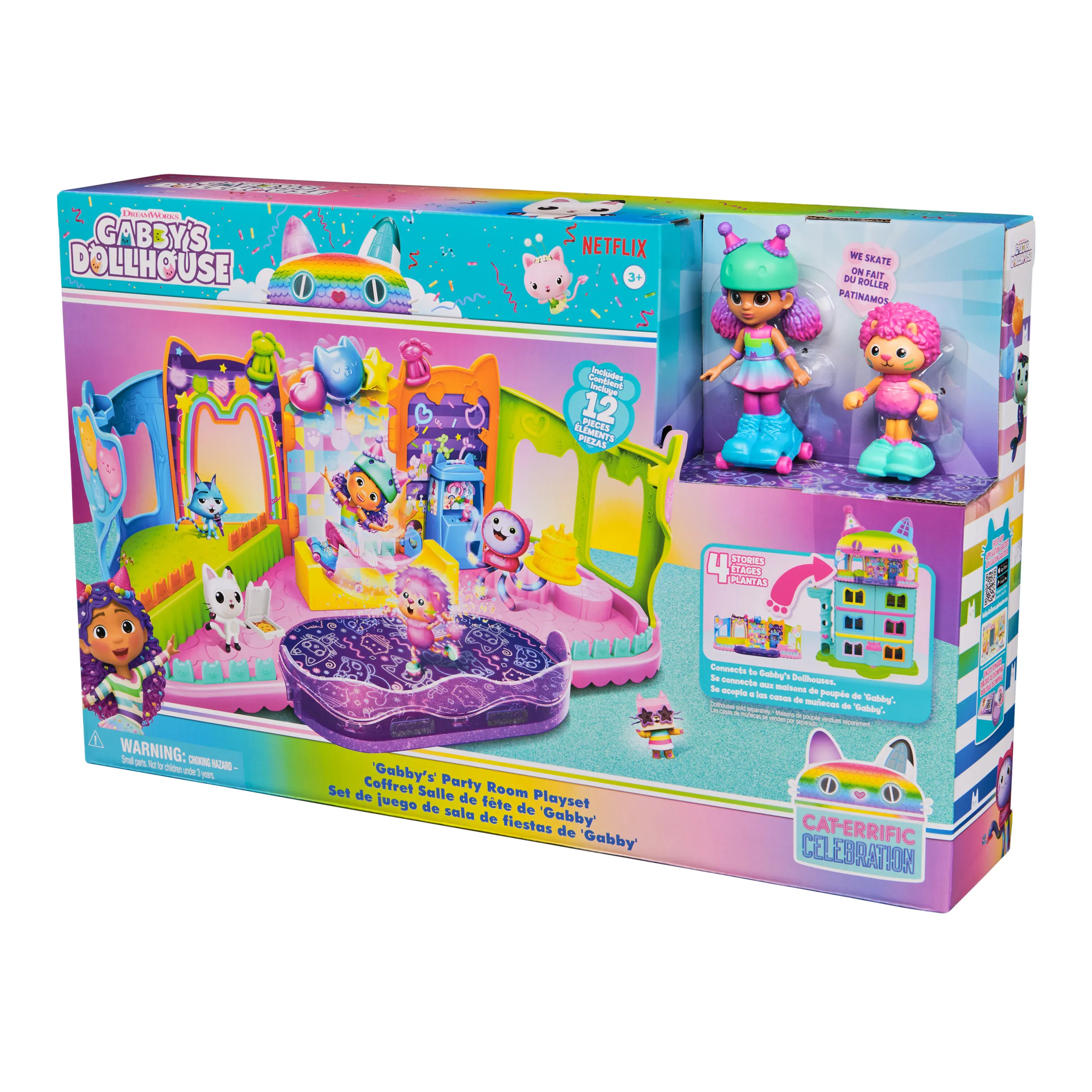 Spin Master Gabby's Dollhouse Party Room Playset - Skate Park Attic, Toy Figure