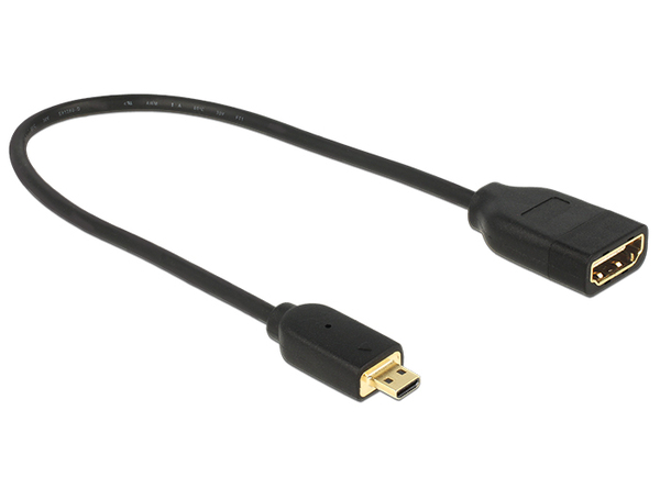De-Lock  micro-HDMI – HDMI 2.0 - kabel, 0,2 m, Svart