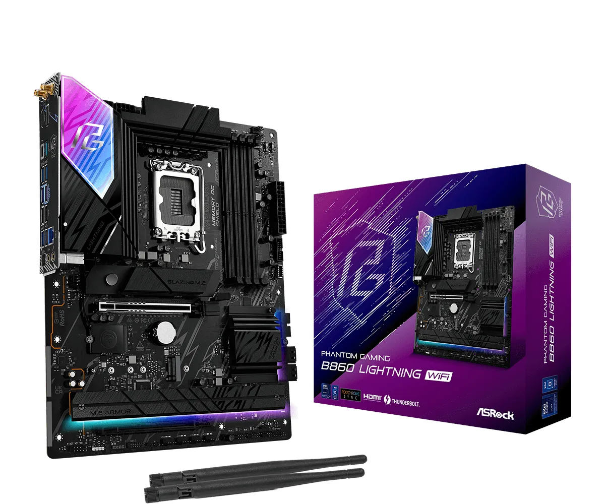 ASRock Phantom Gaming B860 Lightning WiFi 6E LGA 1851 ATX DDR5 - moderkort