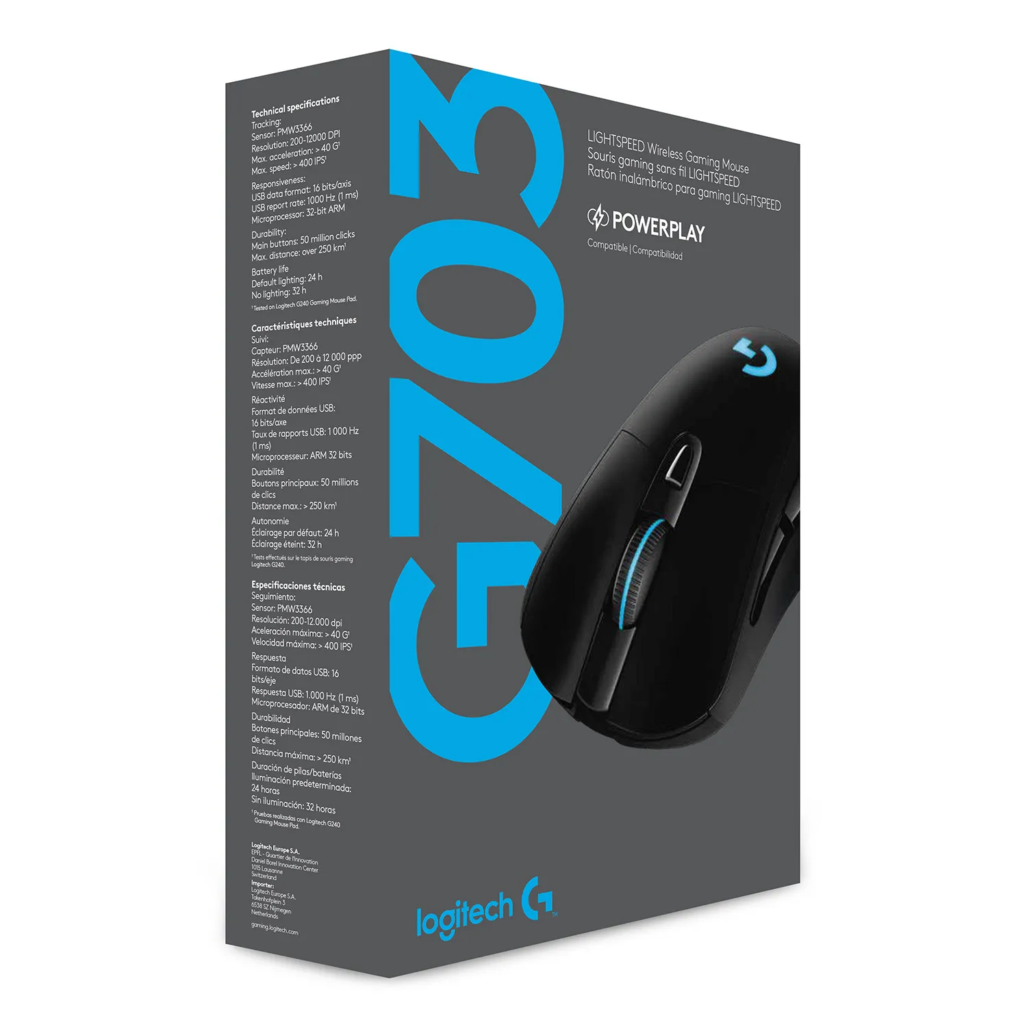 Logitech G703 Lightspeed RGB Wireless - wireless gaming mouse, Black