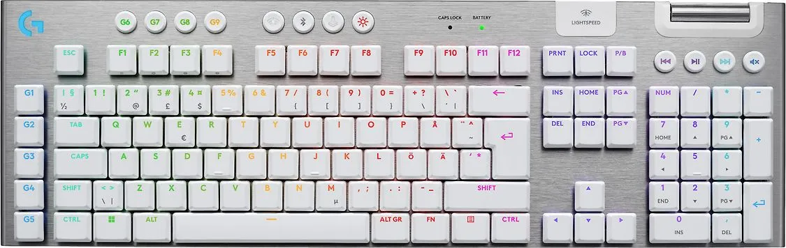 Logitech G915 X LIGHTSPEED Low Profile, Tactile -langaton pelinäppäimistö, white