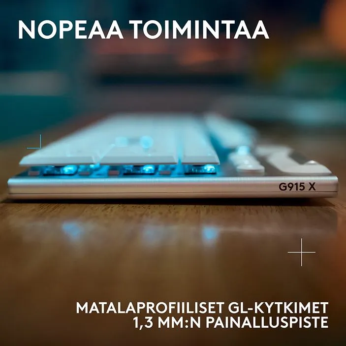 Logitech G915 X LIGHTSPEED Low Profile, Tactile -langaton pelinäppäimistö, white