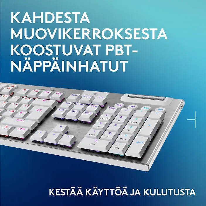 Logitech G915 X LIGHTSPEED Low Profile, Tactile -langaton pelin&auml;pp&auml;imist&ouml;, valkoinen
