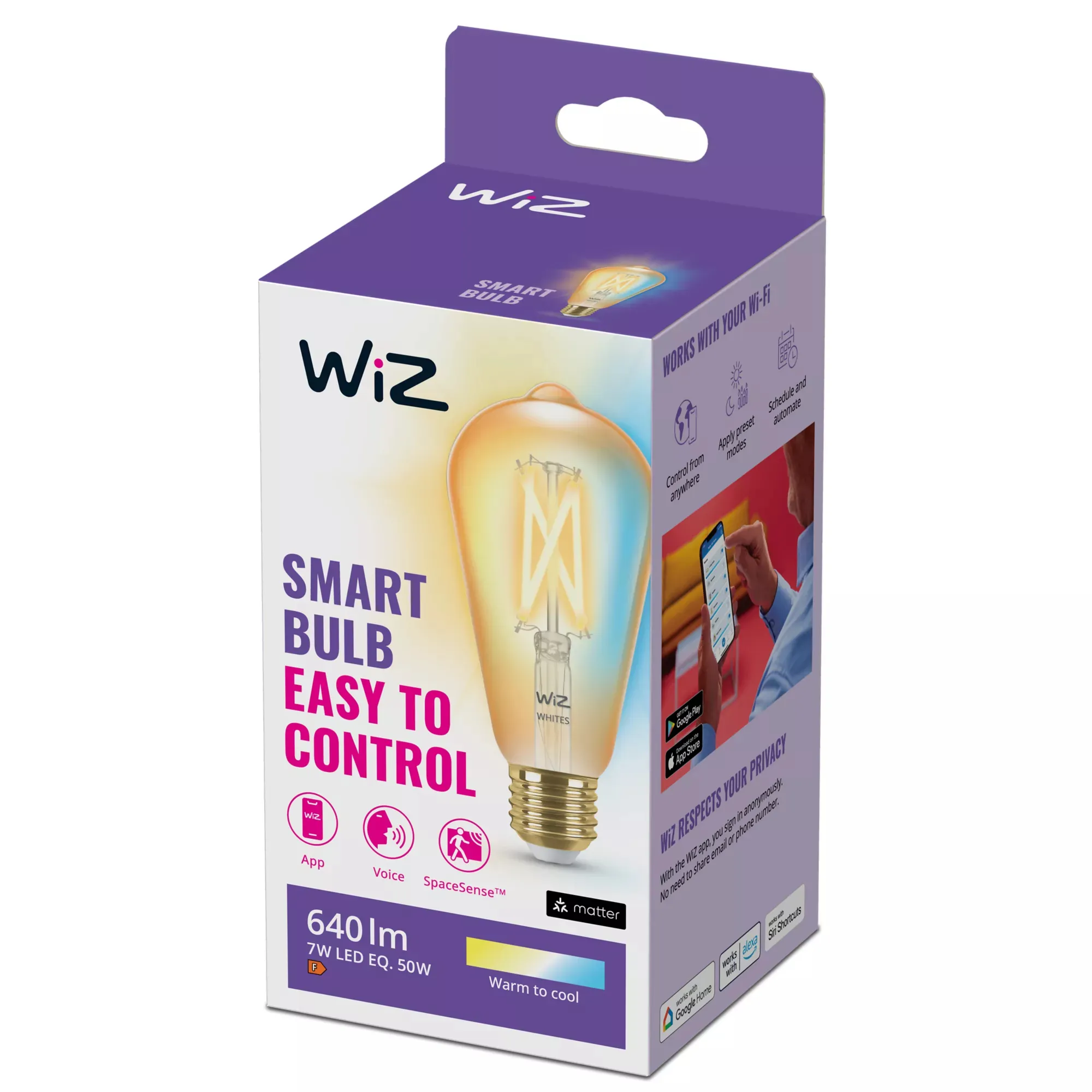 WiZ tunable white Filament Edison ST64 E27 - smart bulb