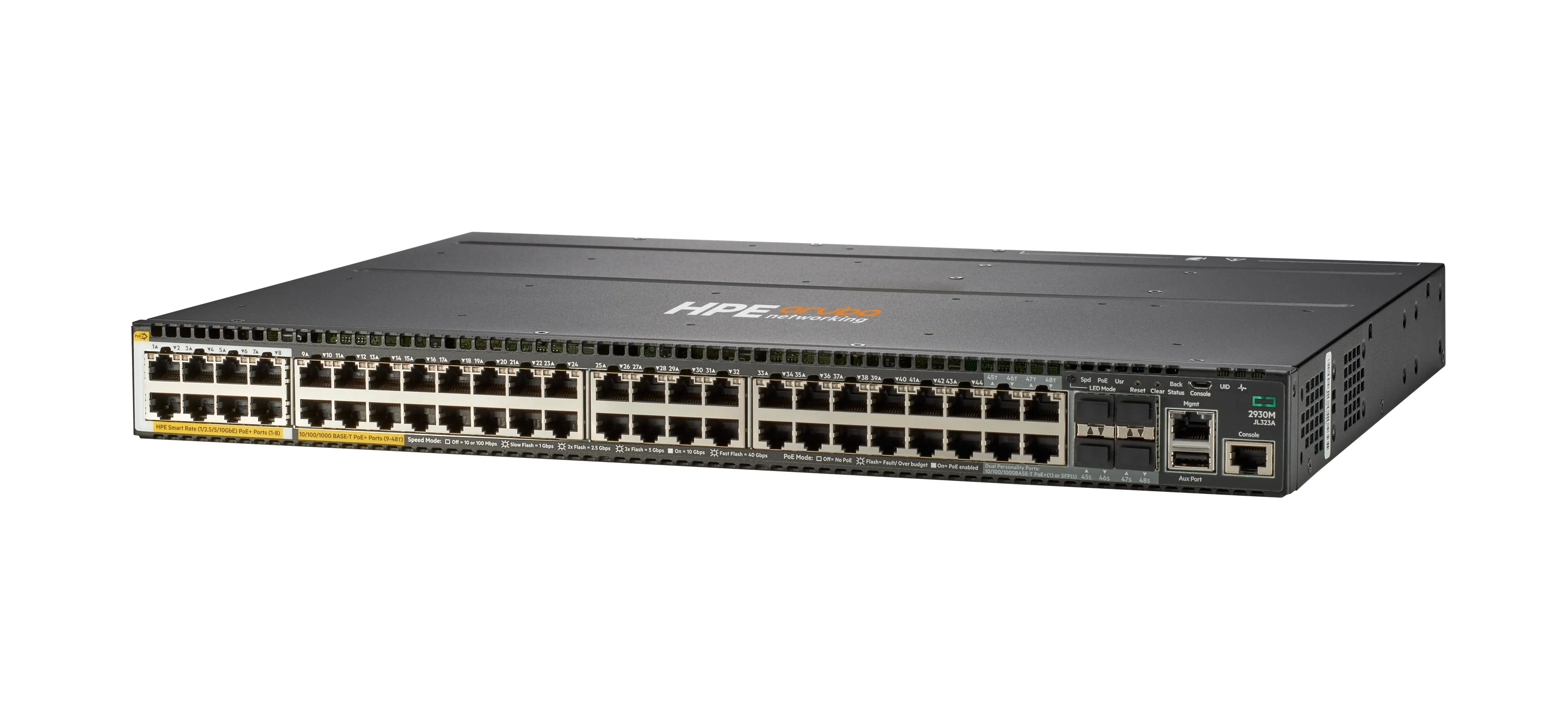HPE Aruba 2930M 40G 8 HPE Smart Rate PoE+ 1-slot Switch - Kytkin - L3 - Hallinnoitu - 36 x 10/100/1000 (PoE+) + 4 x yhdistelm&auml; Gigabit SFP (PoE+) + 8 x 1/2.5/5/