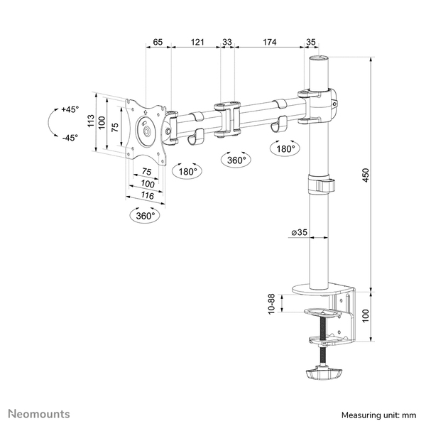 Neomounts by Newstar Flat Screen Desk Mount (10-30&quot;) Silver 8kg