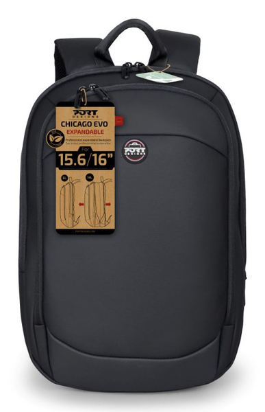 Port Designs Chicago EVO Expandable -tietokonereppu, musta, 15.6"