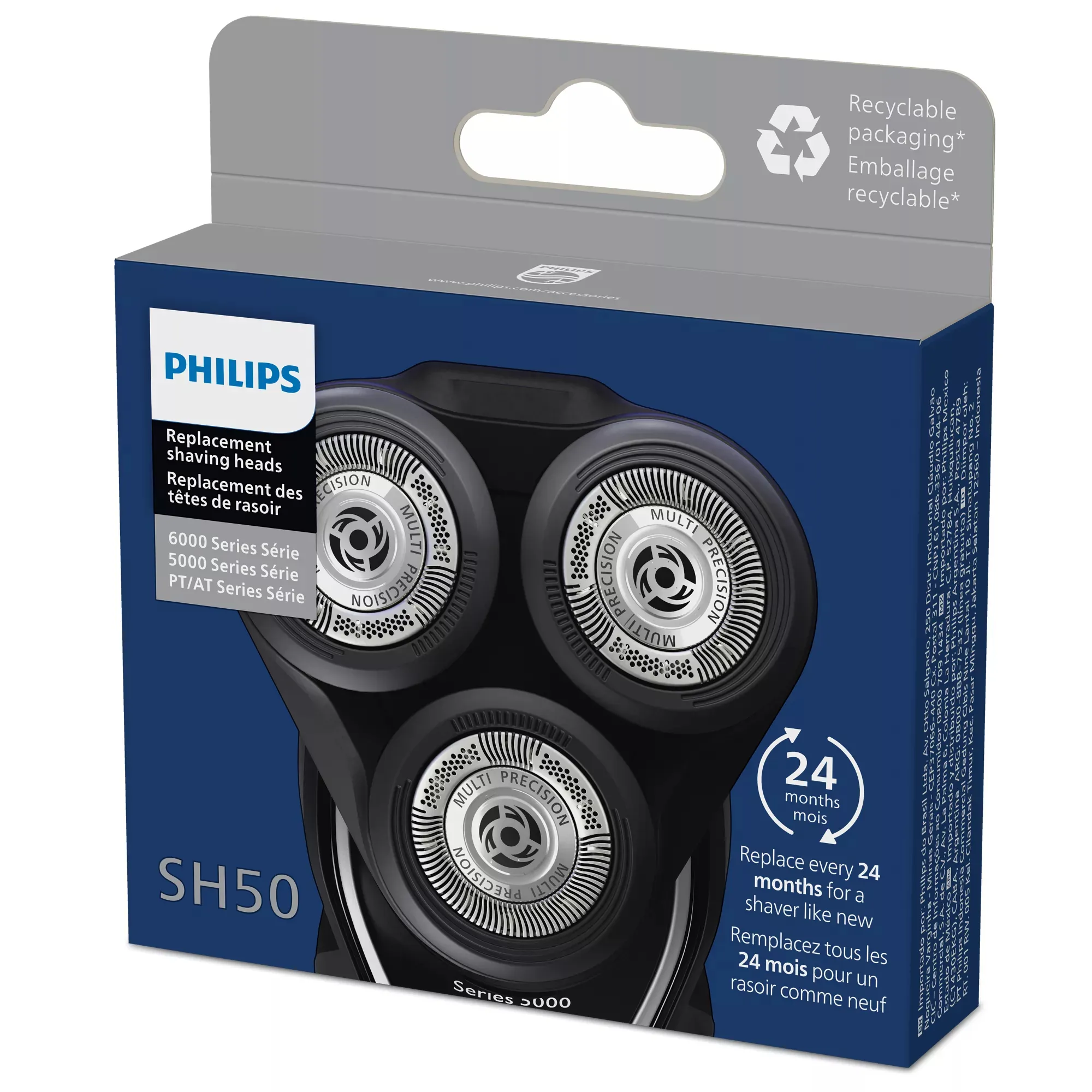 Philips SH50/50 -vaihtoter&auml;t, kromi