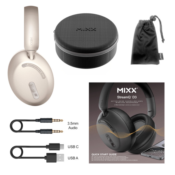 MIXX StreamQ D3 ANC -langattomat kuulokkeet, sand