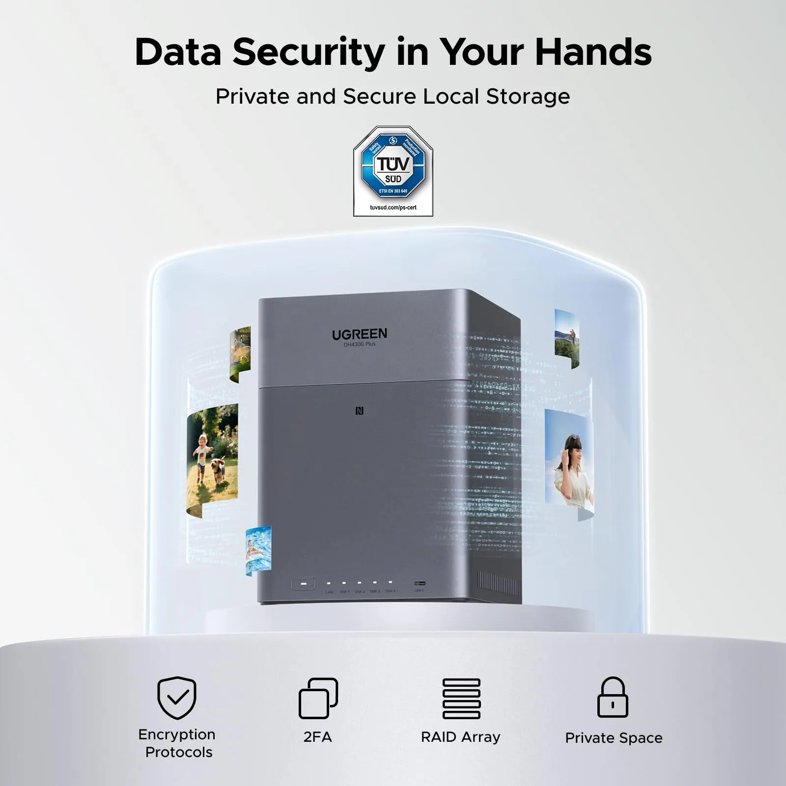 UGREEN 4-Bay Network Attached Storage DH4300 Plus EU Diskless