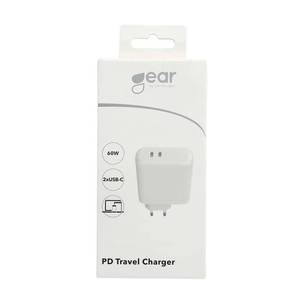 GEAR Charger 220V 2xUSB-C PD 60W White