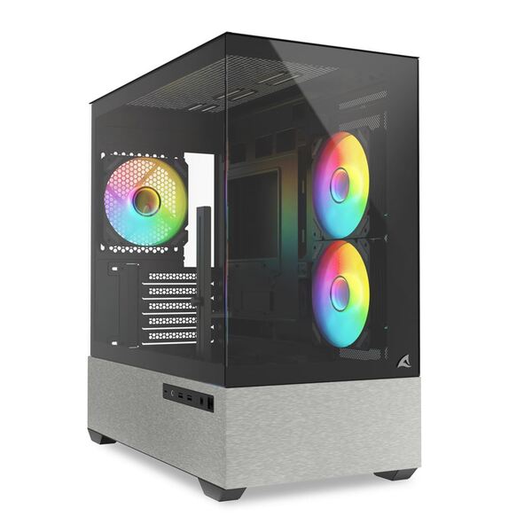 Sharkoon MK7 ARGB micro-ATX chassi med f&ouml;nster, med RGB-belysning, svart