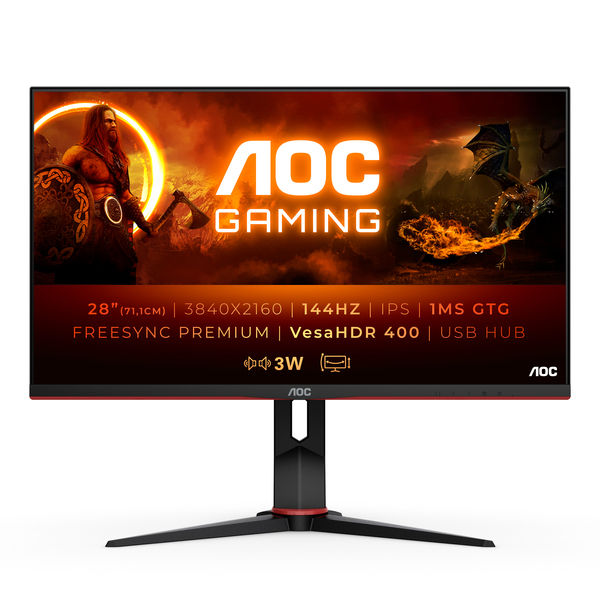 AOC 28&quot; U28G2XU/BK, 4K UHD, IPS - gamingsk&auml;rm