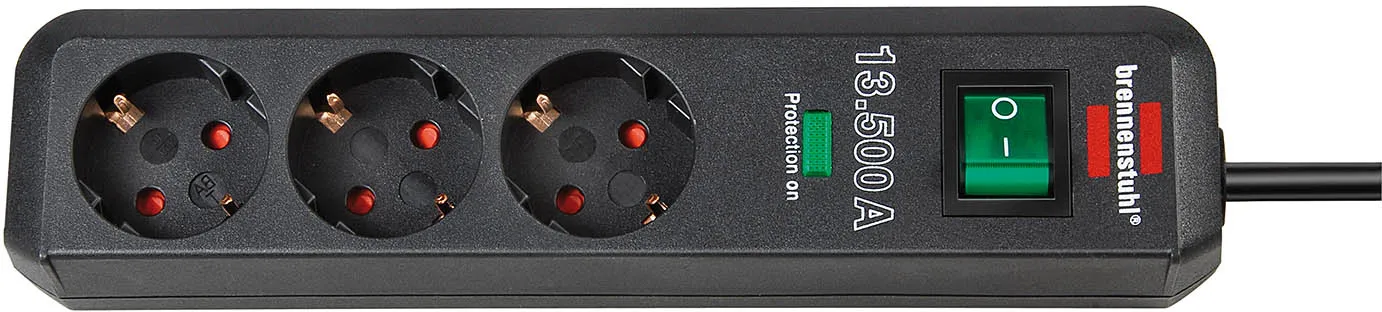Brennenstuhl power strip, 3xCEE 7/4 outlets, 1xCEE 7/7, 2m, black