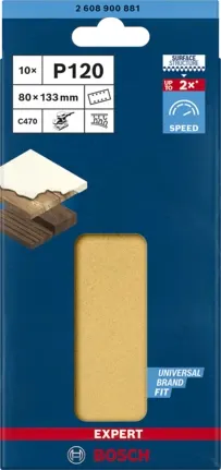 Bosch Expert C470 sanding sheet, 80 x 133mm, K120 (10 pieces, for orbital sanders)