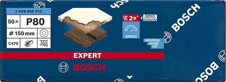 Bosch Expert C470 sanding sheet, 150mm, K80 (50 pieces, for eccentric sanders)