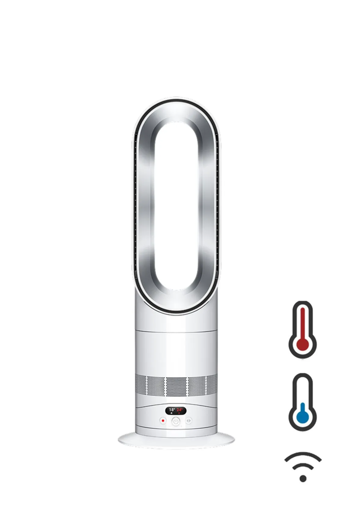 Dyson AM15 Hot+Cool HF1, 2250 W -l&auml;mp&ouml;puhallin, hopea, valkoinen