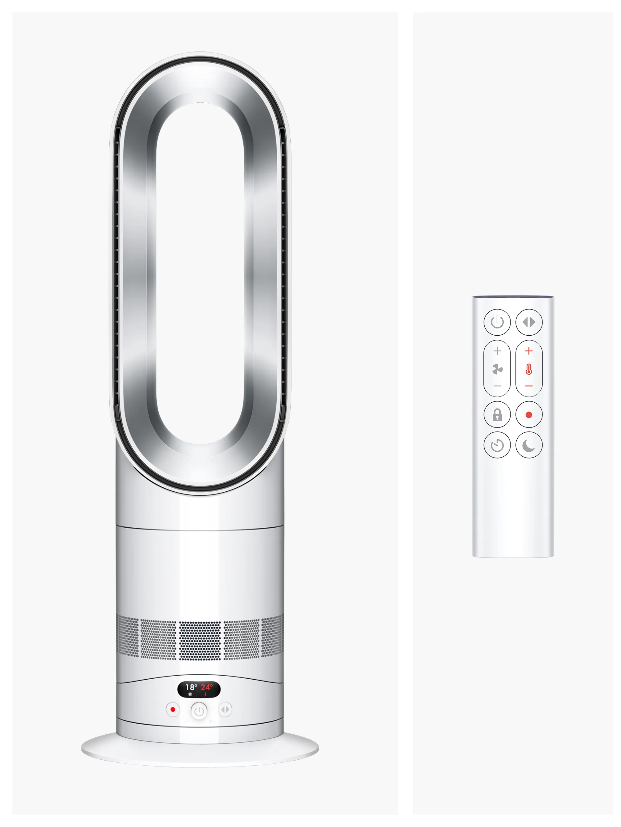 Dyson AM15 Hot+Cool HF1, 2250 W -l&auml;mp&ouml;puhallin, hopea, valkoinen