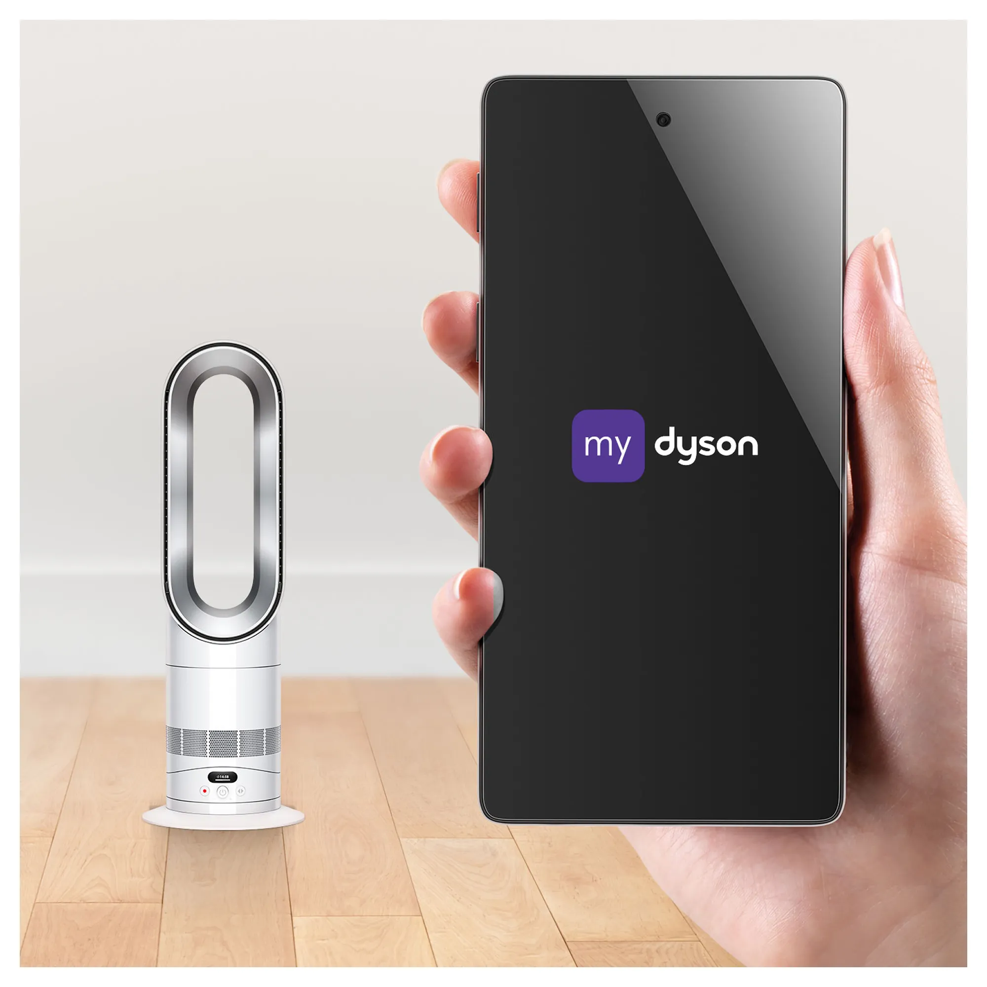 Dyson AM15 Hot+Cool HF1, 2250 W -l&auml;mp&ouml;puhallin, hopea, valkoinen