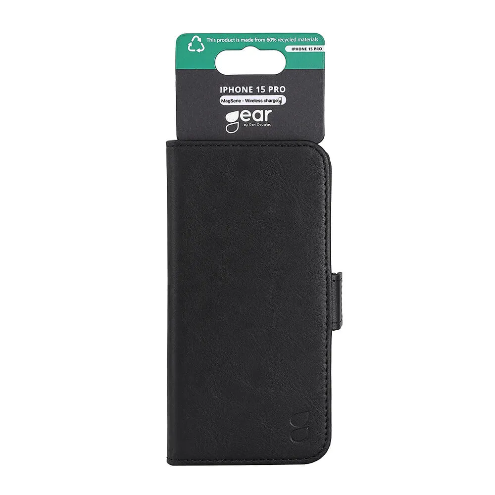 GEAR Wallet MagSeries, iPhone 15 Pro - pl&aring;nboksfodral, Svart