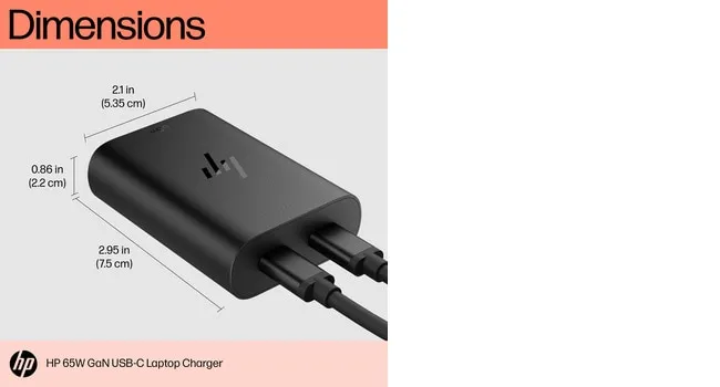 HP USB-C 65W GaN Laptop Charger EMEA