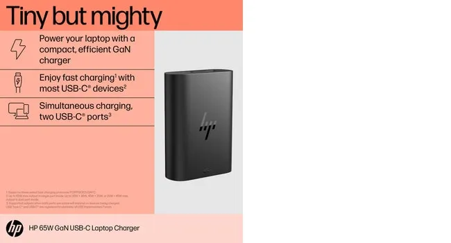 HP USB-C 65W GaN Laptop Charger EMEA