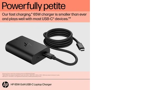 HP USB-C 65W GaN Laptop Charger EMEA