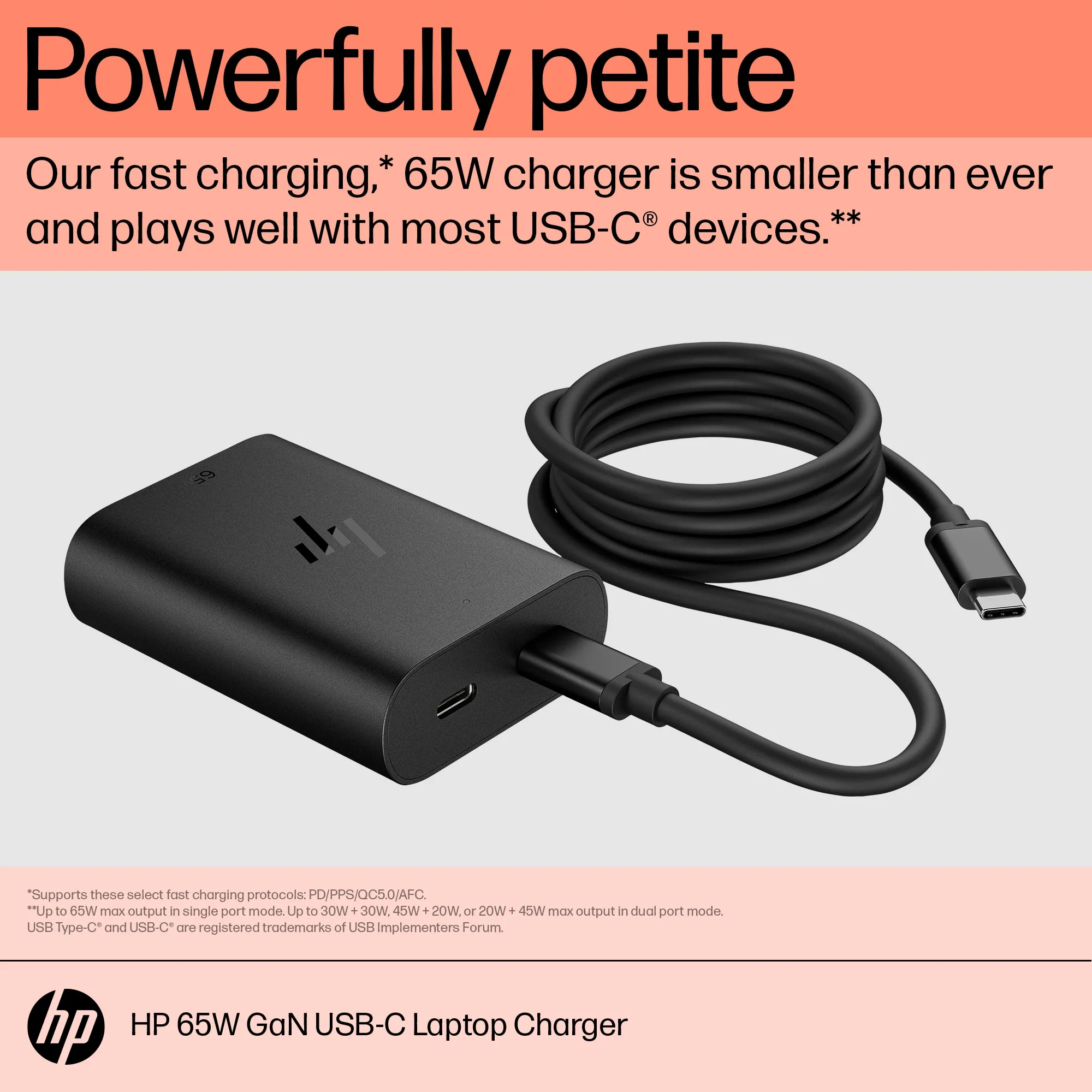 HP USB-C 65W GaN Laptop Charger EMEA
