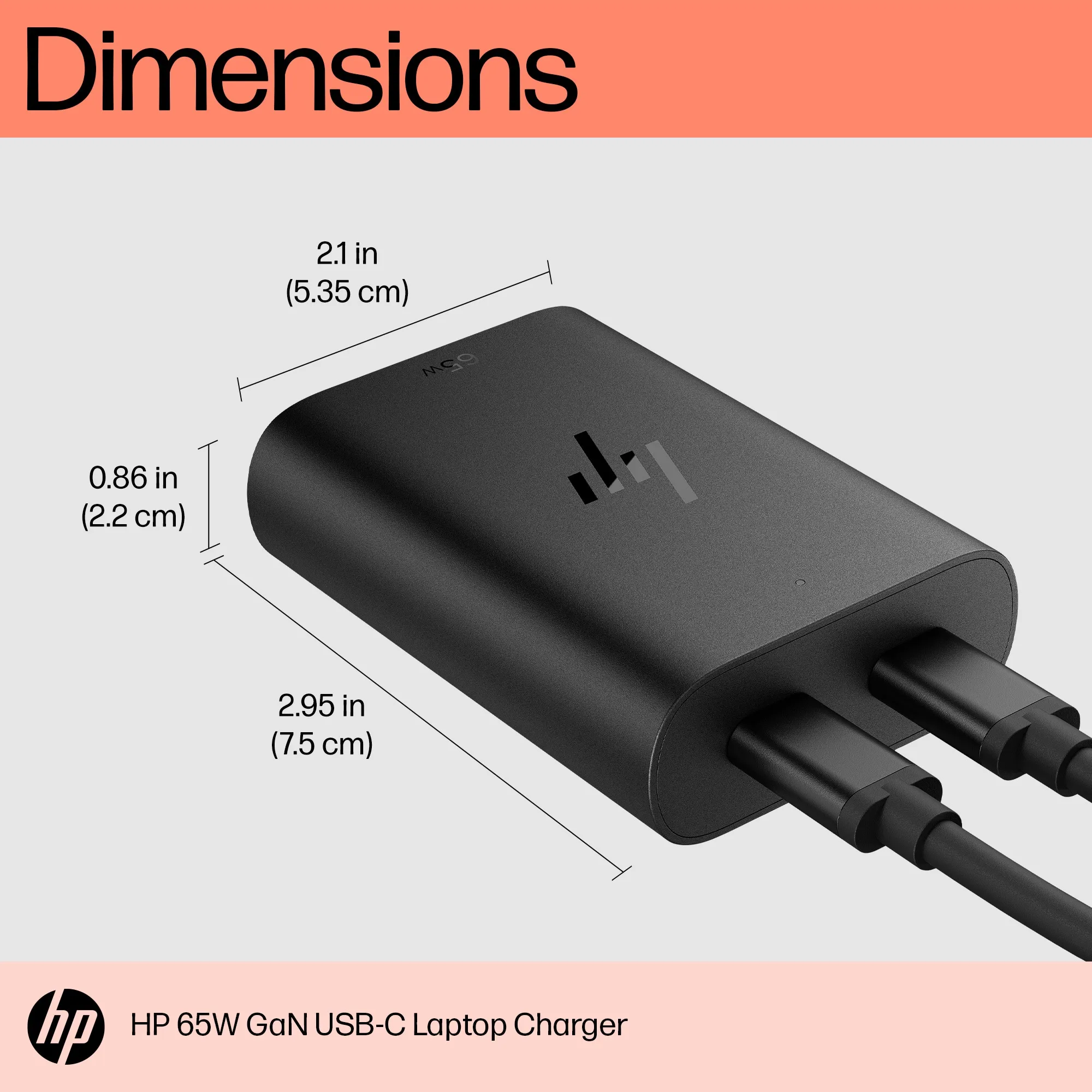 HP USB-C 65W GaN Laptop Charger EMEA