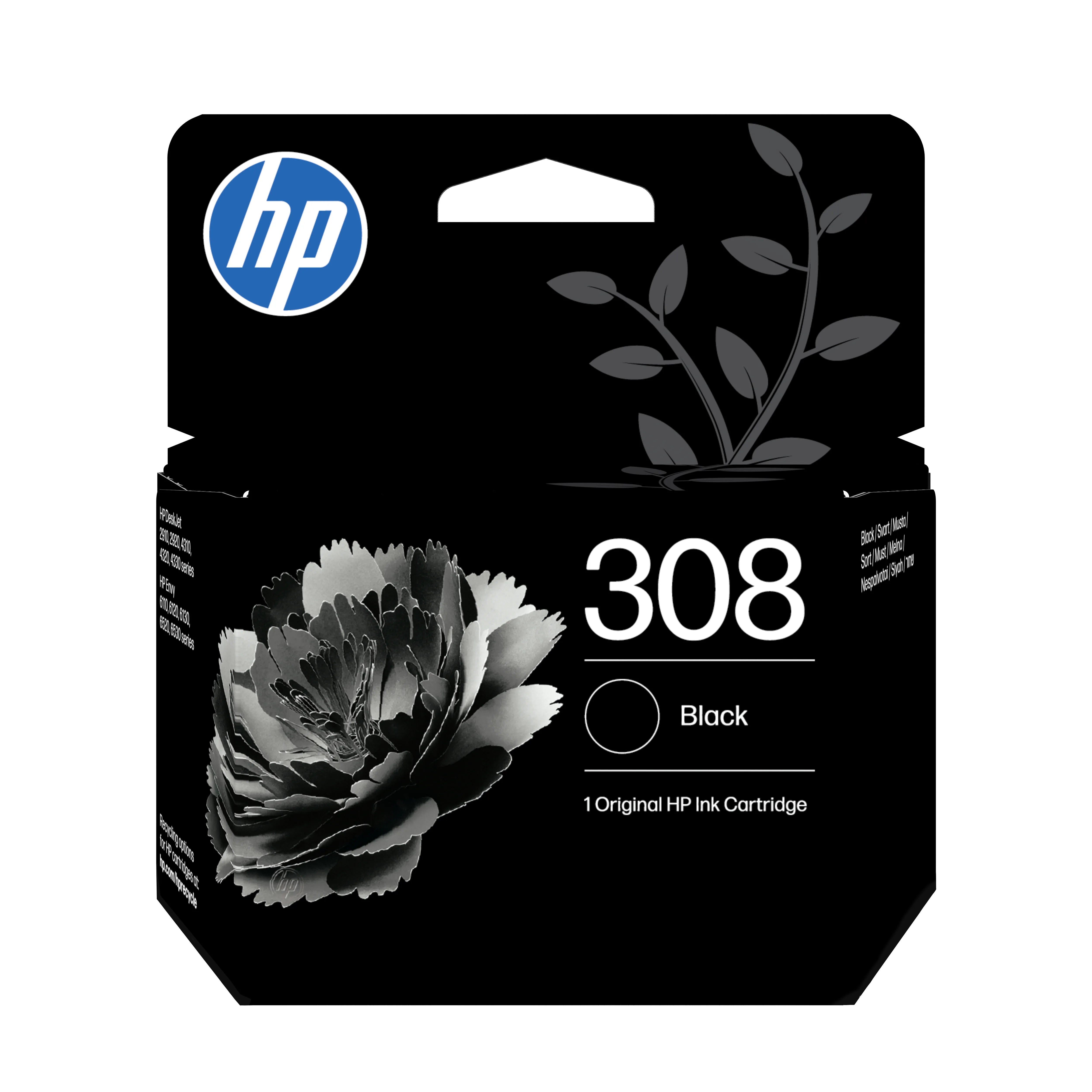 HP 308 bl&auml;ckpatron, svart