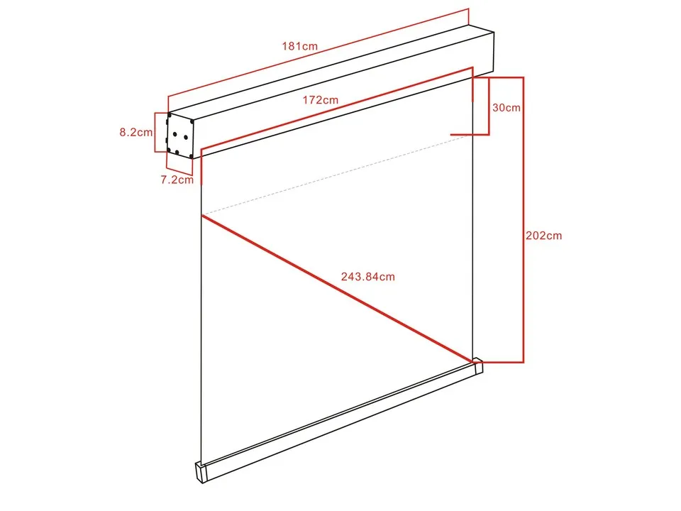 Multibrackets M Motorized Projection Screen Deluxe - Heijastusnäyttö - moottoroitu - 96 tuuma ( 244 cm ) - 1:1 - Matte White - valkoinen