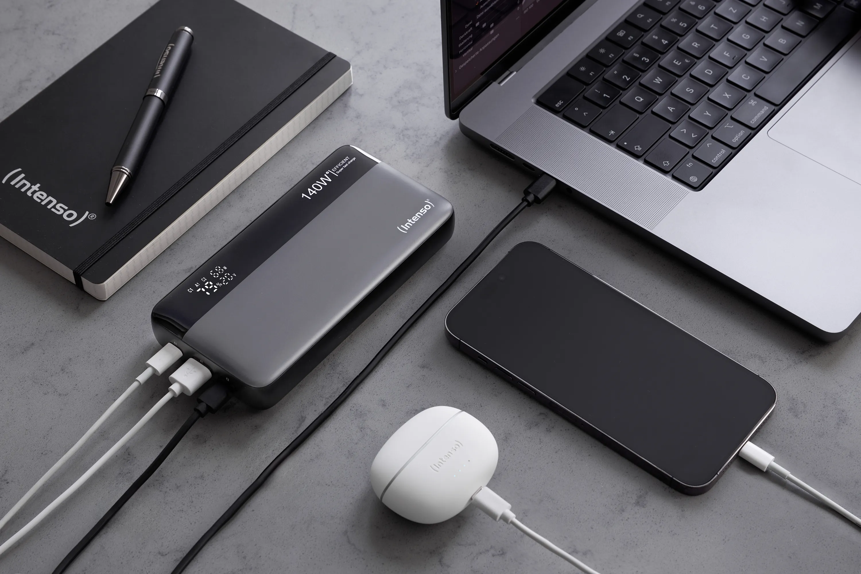 Intenso Power Bank HE - powerbank, 25000 mAh, Svart, Gr&aring;