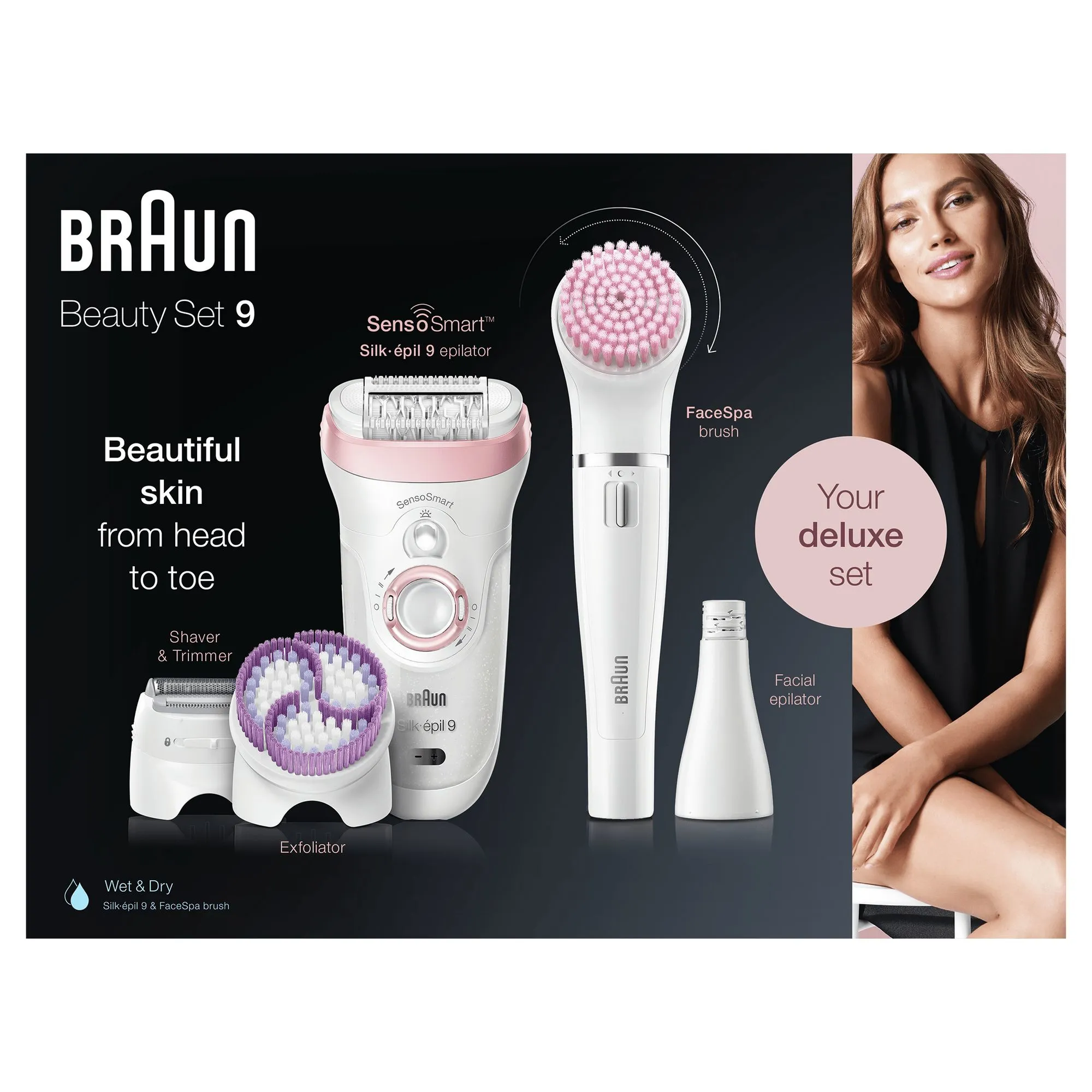 Braun Silk-&eacute;pil 9-975 SensoSmart Beauty Set 9 - epilator, white/pink gold