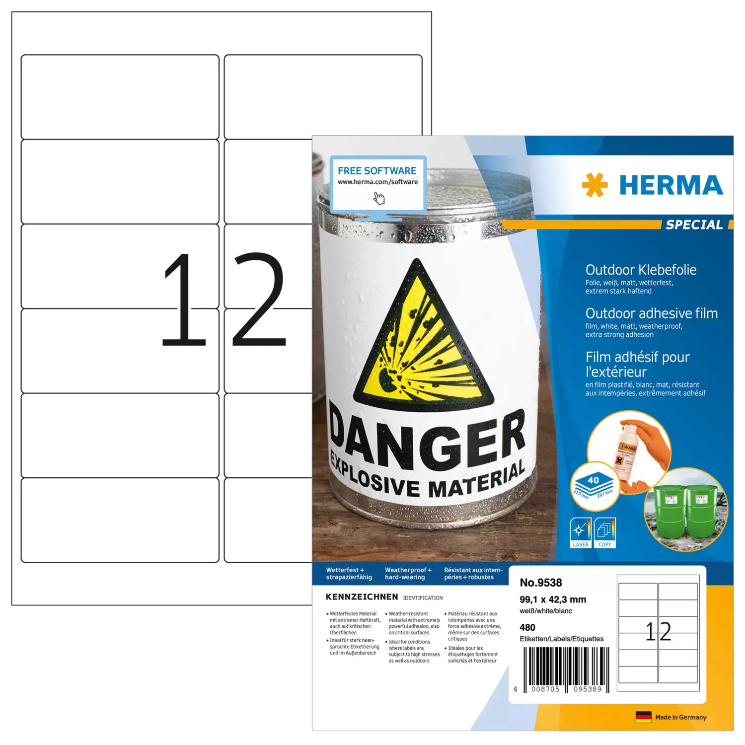 Herma label outdoor film extra strong 99,1x42,3 (480)