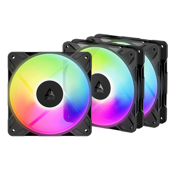 ARCTIC P12 Pro PWM ARGB -tuuletinsarja, nestelaakeri, 120 mm, 3 kpl, musta