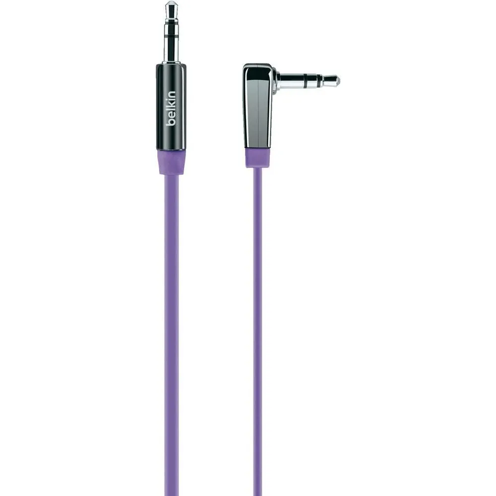 AUX cable flat right angle 0,9m, Purple