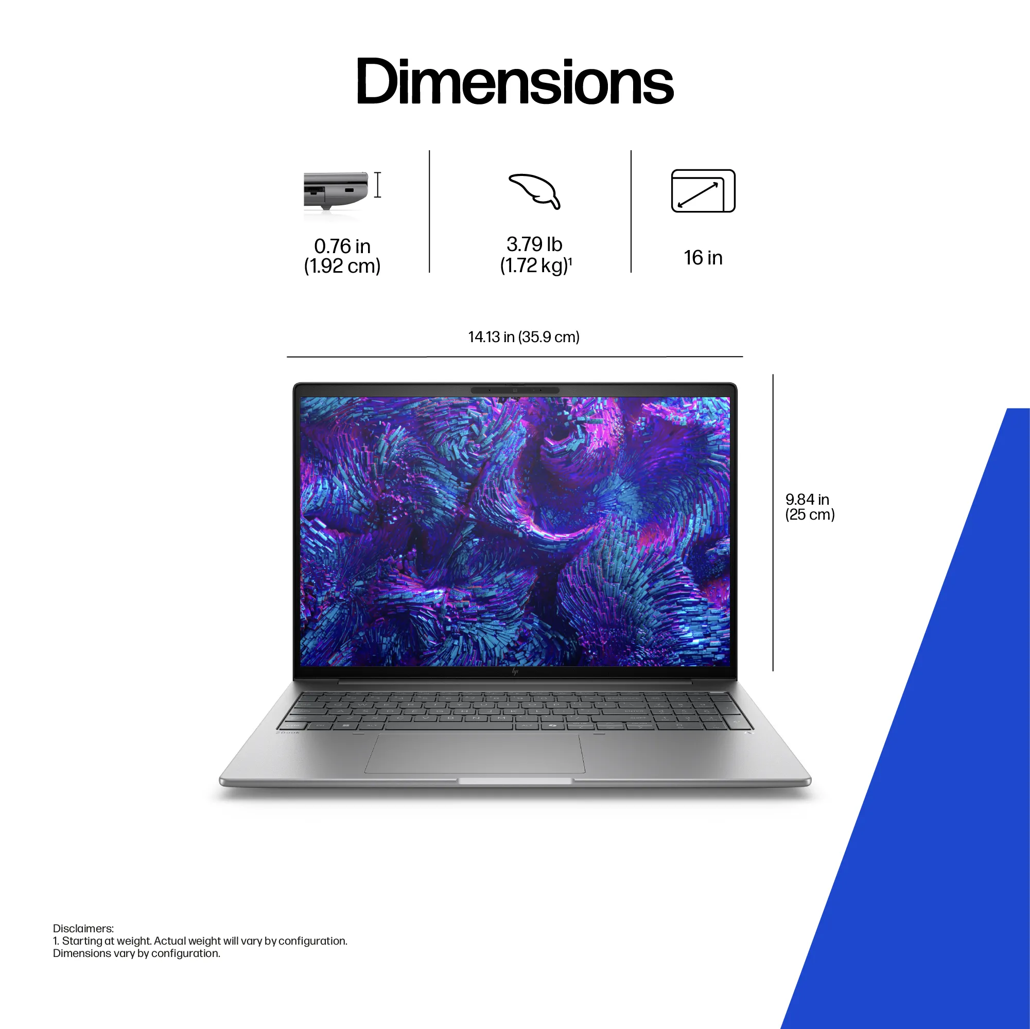 HP 16&quot; ZBook 8 G1i. Intel Core Ultra 9 285H, 64GB RAM, 2TB SSD, RTX 500 Ada 4GB, Windows 11 Pro - notebook