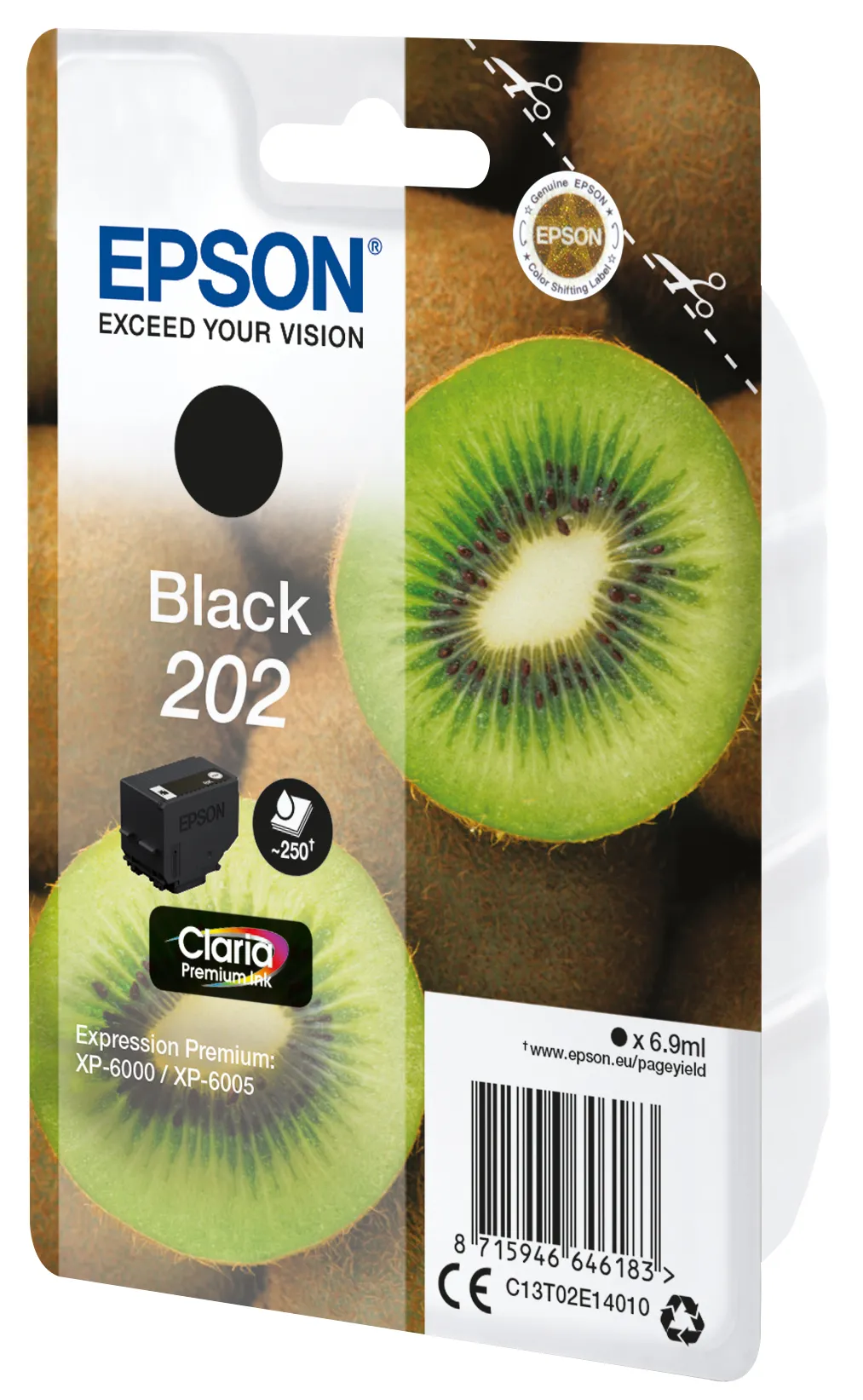 Epson 202 Kiwi -mustekasetti, 6.9 ml, musta
