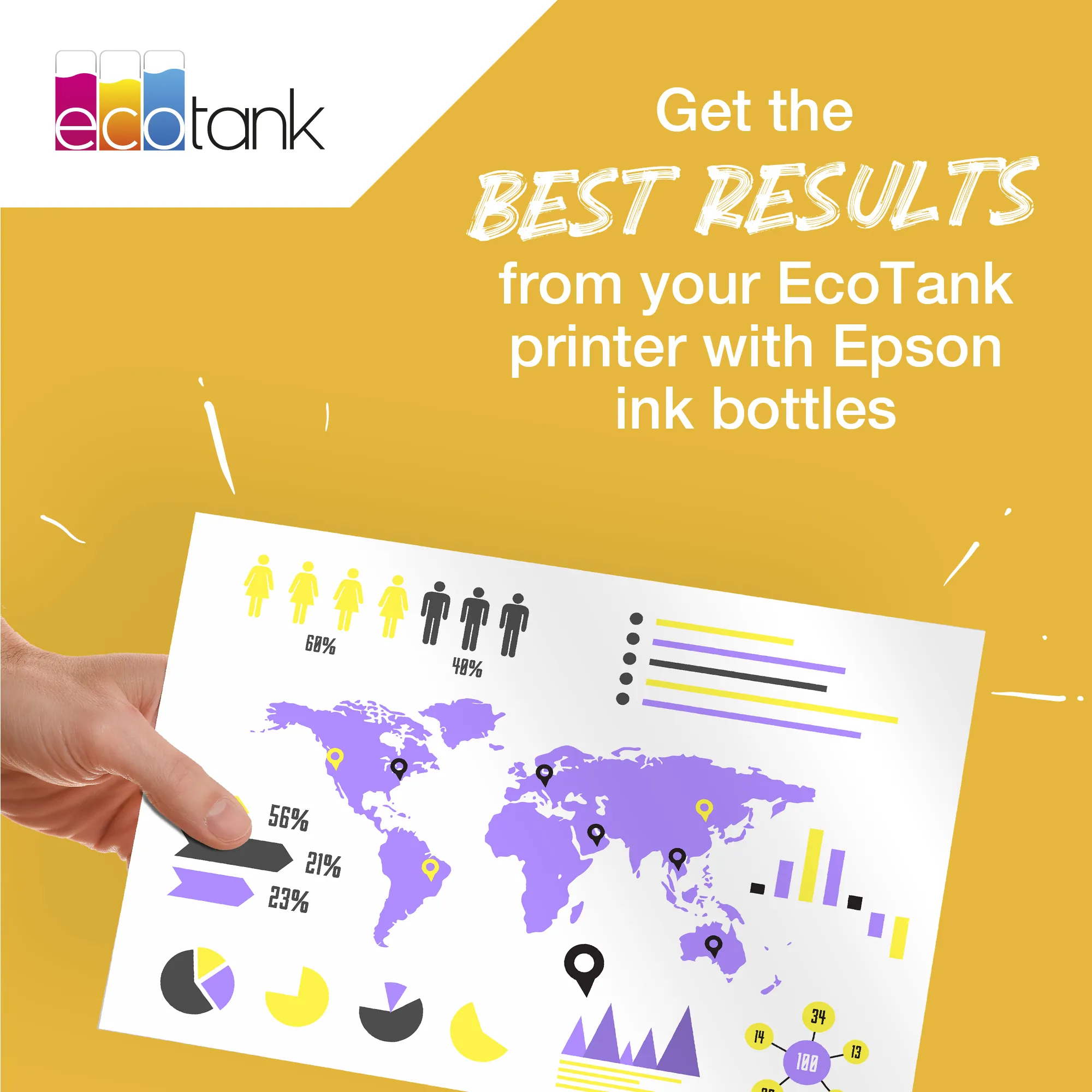 Epson 113 EcoTank bl&auml;ckflaska, 70 ml, gul