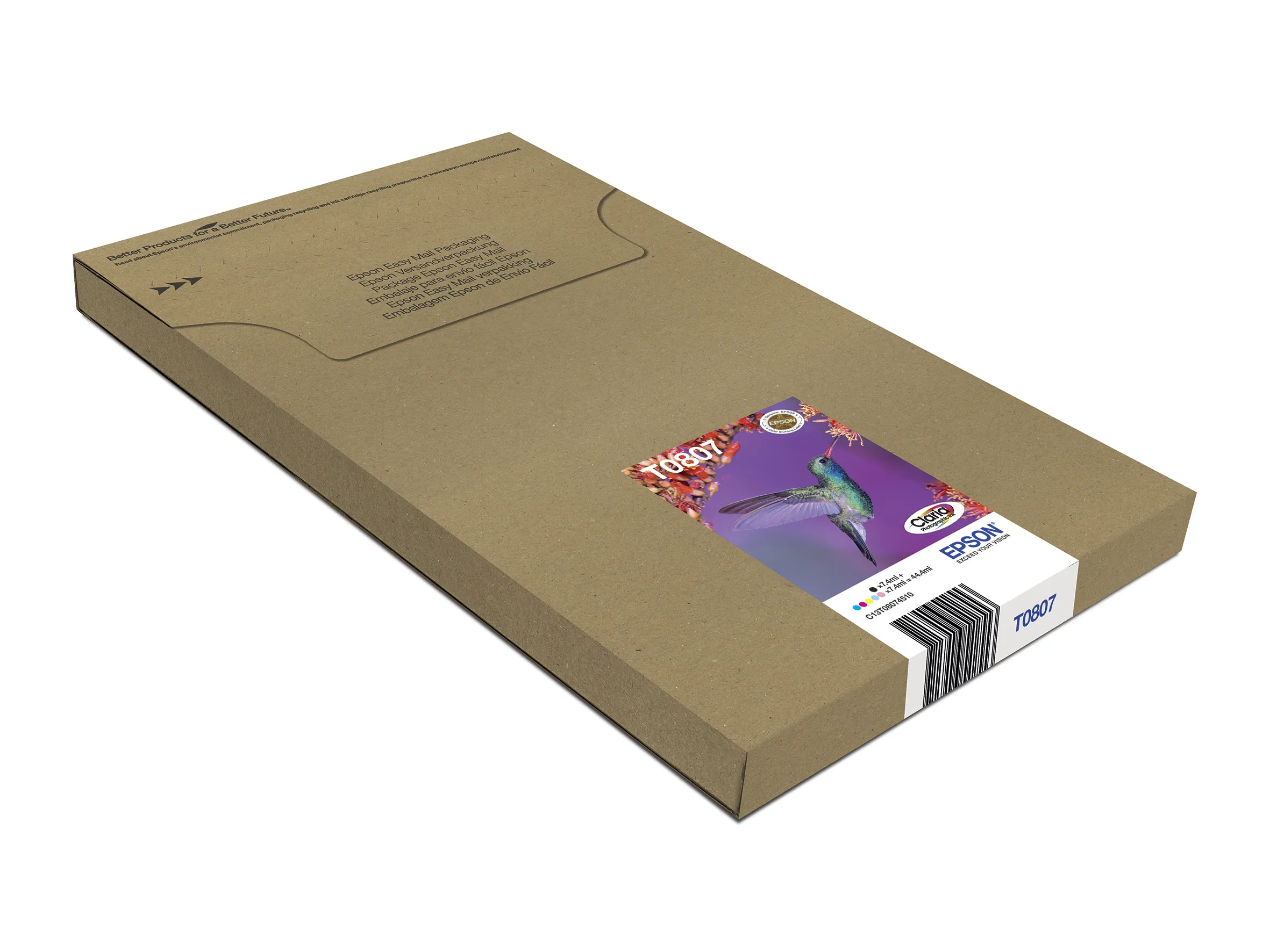 Epson T0807 -mustekasettipakkaus, 7.4 ml, moniv&auml;rinen, 6 kpl