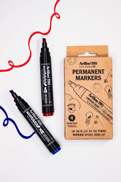 ARTLINE ECO-GREEN 190, 2.0-5.0 mm, 4 st, bl&aring; och r&ouml;d - permanent marker
