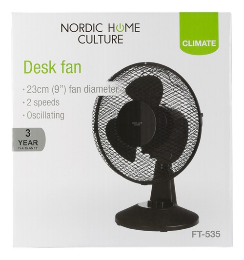 Nordic Home FT-535, 23cm - desk fan, black