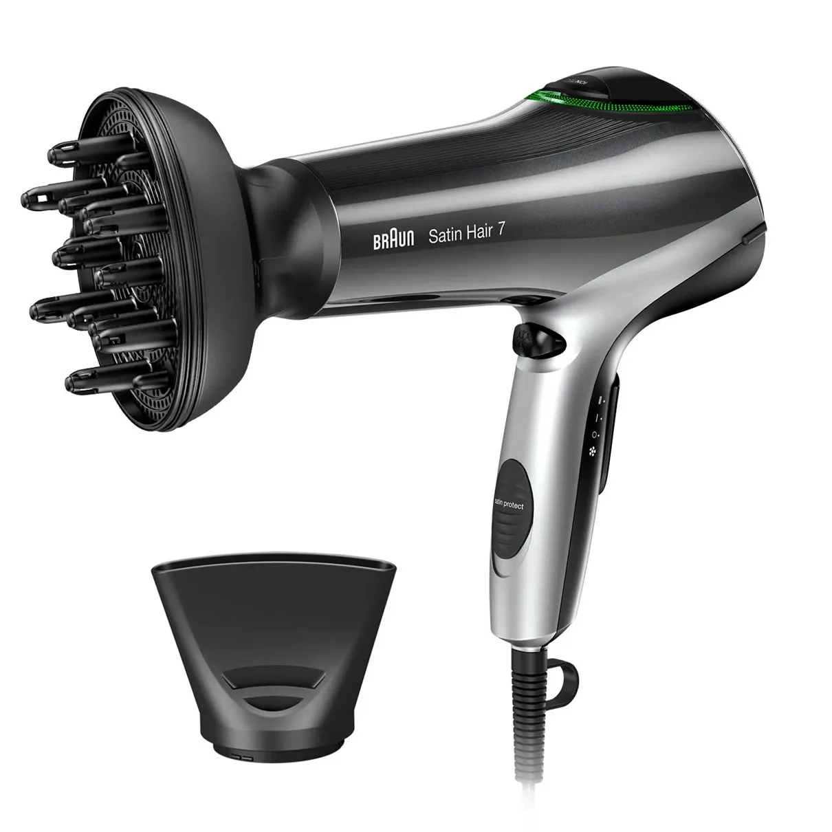 Braun Satin Hair 7 HD730 -hiustenkuivaaja, musta/hopea