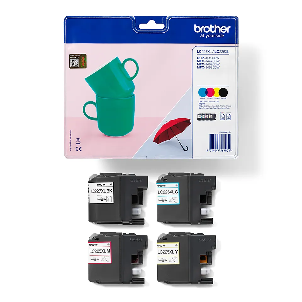 Brother  LC227XLVALBPDR -mustekasetti, Musta, Syaani, Magenta, Keltainen