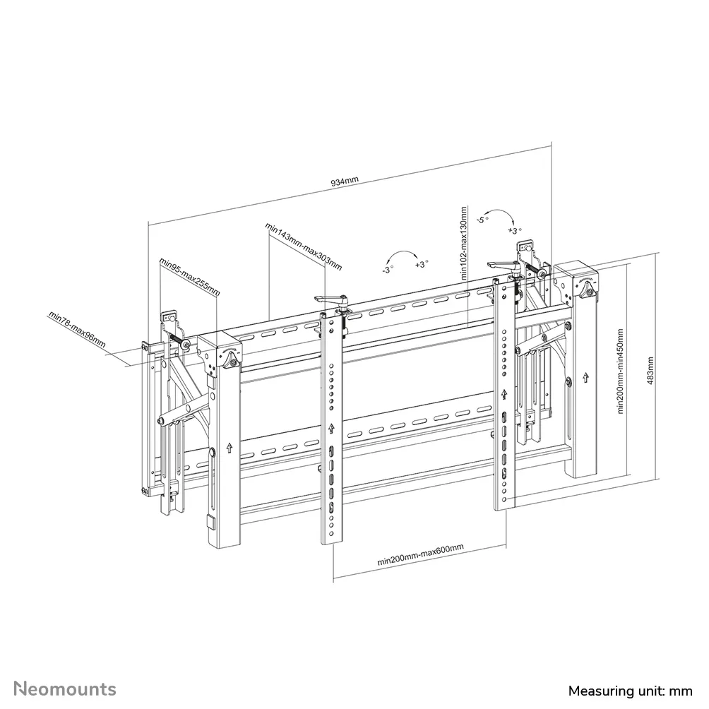 NEWSTAR Flatscreen Wall Mount for video walls (stretchable) 32  75inch 8 point micro adjustment