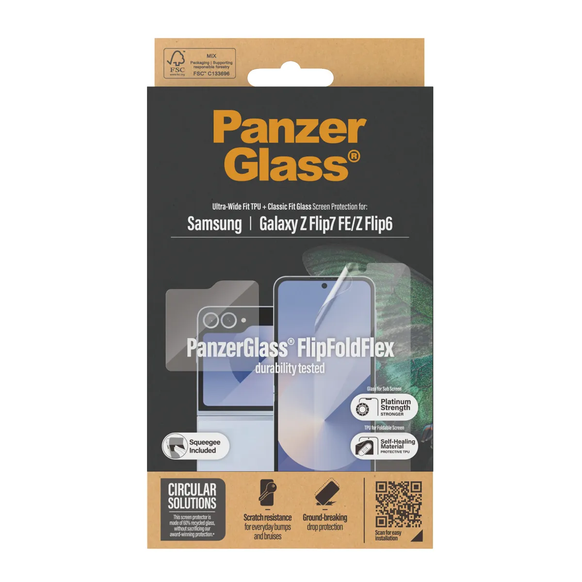 PanzerGlass Galaxy Z Flip6 -panssarilasi, lasi ja suojakalvo