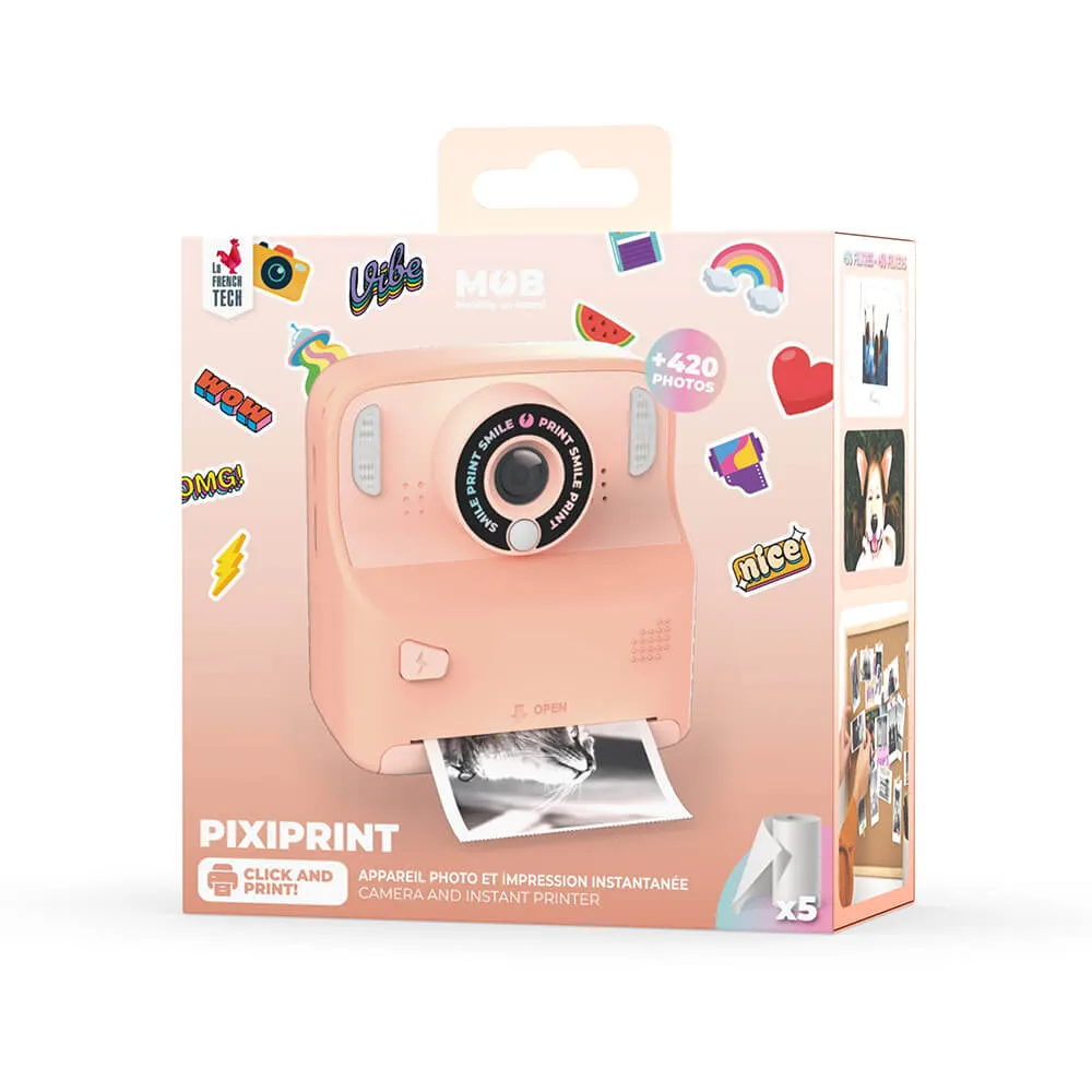 MOB Pixiprint - instant camera, pink, 5 film rolls, 5 games