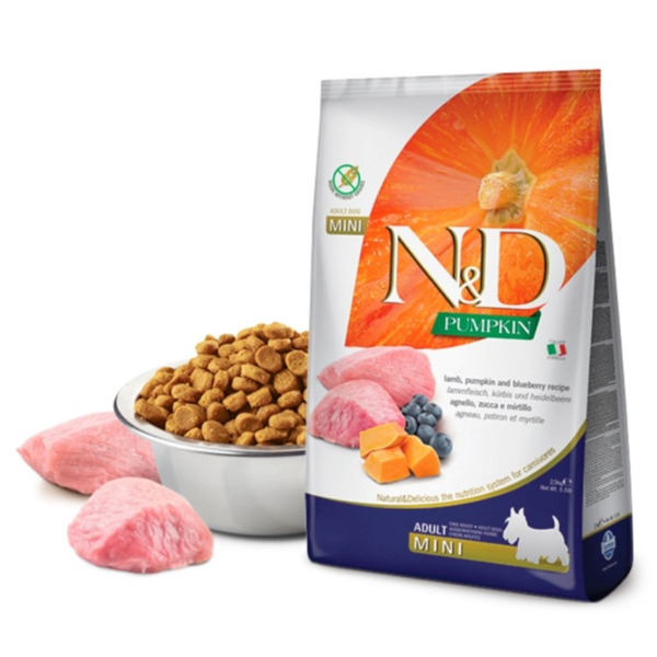 Farmina N&D Pumpkin Lamb & Blueberry Adult Mini, Dry food for dogs, Grain Free, 800g