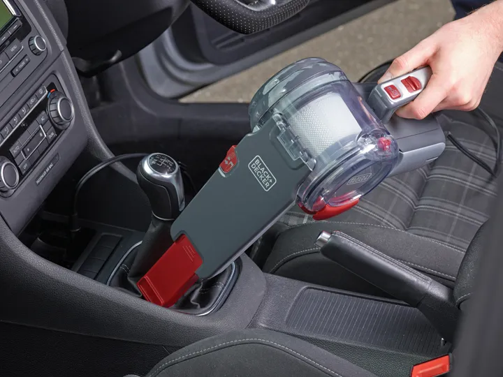 BLACK+DECKER Pivot Auto PV1200AV-XJ 12V 12.5 W 0.44 L -pussiton k&auml;sik&auml;ytt&ouml;inen imuri, harmaa, punainen, l&auml;pin&auml;kyv&auml;