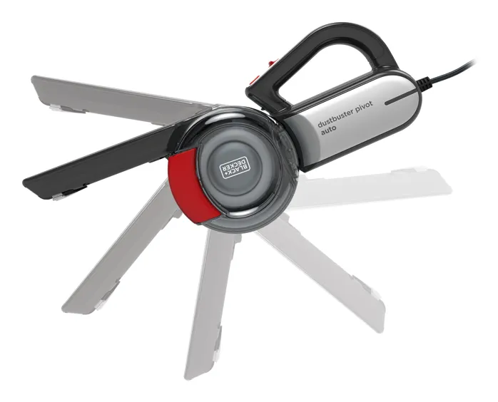BLACK+DECKER Pivot Auto PV1200AV-XJ 12V 12.5 W 0.44 L -pussiton k&auml;sik&auml;ytt&ouml;inen imuri, harmaa, punainen, l&auml;pin&auml;kyv&auml;